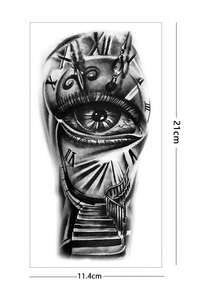 4张黑色男士临时纹身贴纸，适合派对、旅行和音乐节，防水防汗，一次性纹身贴纸，适用于男士手臂。