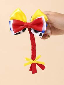 1 件装女童公主蝴蝶结发夹牛仔女孩风格印花蝴蝶结鳄鱼皮发夹，牛仔发饰，适合儿童金发