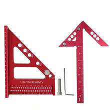 2 件装英寸木工多角度三角尺和方形中心划线器，多功能绘图尺定位销