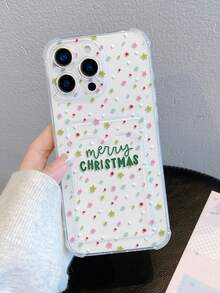 1pc Elegant Christmas Colorful Star & Letter Pattern Transparent Shockproof TPU Phone Case, Suitable As Holiday Gift Compatible With IPhone Xs/Xsmax/Xr/11 12 13 14 15 16 17pro/Promax/14 15 16plus