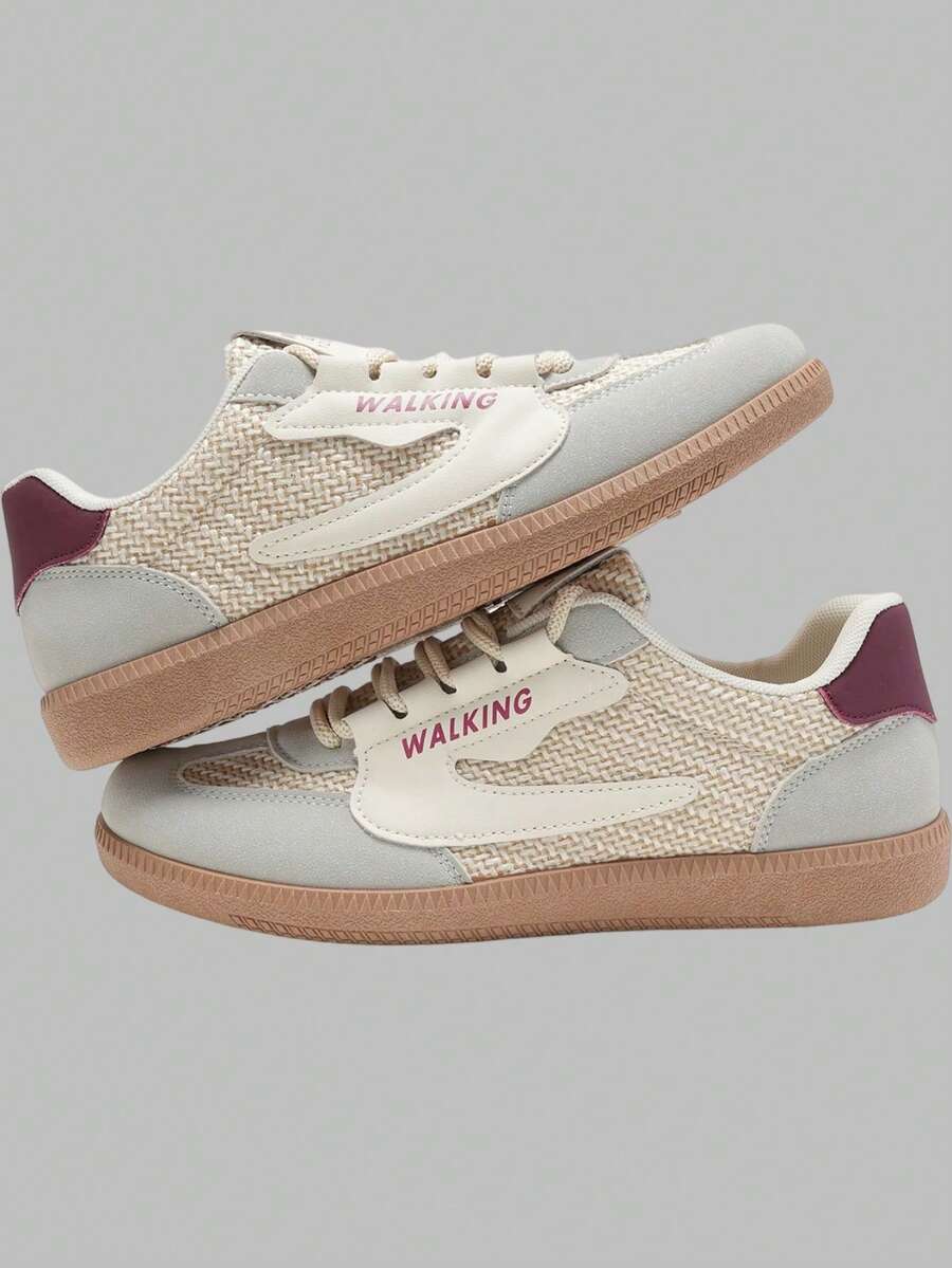 DareSee 女士休闲运动鞋，2025春秋新款拼接撞色设计平底一脚蹬鞋，舒适百搭日常通勤简约小白鞋，学生鞋，时尚低帮训练鞋，复古Gump鞋音乐节Y2KFest返校季秋冬礼物音乐节