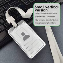 Porta Gafete Aleación de Aluminio Vertical, Portatarjeta para Tarjeta de Identificación Vertical, Funda para Tarjeta de Identificación con Correa para el Cuello con Negocios(Plata-2) - Pago-1 - Ver 6
