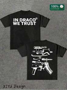 A High-Quality Men's Street Casual-Shirt, Which We Trust In Draco, Is Printed On Both Sides Of Firearms, A Must-Have Fashion Item Inspirational Men, A Men's-Shirt With Round Neck And Short Sleeves, Cotton Casual, Loose And Versatile, And A Must-Have Outdoor Sports. PSEQ - 黑色 - 查看 6