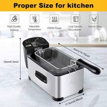 SPZTJK Electric Deep Fryer 101.44oz/12.5 Cup Immersion Deep Fryer, Lid With Viewing Window, Adjustable Temperature & Timer - Easy To Clean & Versatile Home Cooking Appliance, Deep Fryer Basket For Perfect Fried Chicken, Shrimp, French Fries & More - 美規A型插(110-127V) - 查看 3