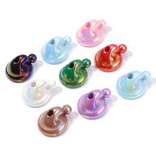 10pcs 14x24mm Acrylic Beads Plated Colorful Santa Hat Beads, Fashion Iridescent Red & Green Hat Christmas Decoration Handmade DIY Beads, Suitable For Holiday Decoration, Stationery, Craft Making, Pendant, Keychain, Accessory