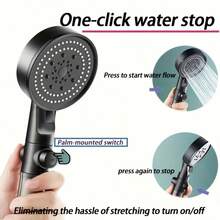 5-Setting Pressurized Shower Head With 5 Replacement Filter Cartridges, High Pressure Handheld Shower Head For Bathroom, Rainfall Shower Head Bathroom Accessories Bathroom Tools - Black - View 6