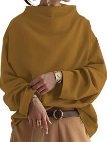 New Solid Color Turtleneck Long Sleeve Top, Suitable For Spring, Summer And Autumn - Ginger - View 7