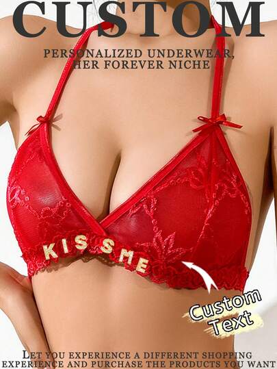 1pc Customized Women's Sexy Camisole Panties, Can Customize Personalized Letters/Names, Women's Sexy Camisole Without Pads And Underwire, Comfortable Breathable Sports Underwear, Suitable As Holiday/Anniversary Gift