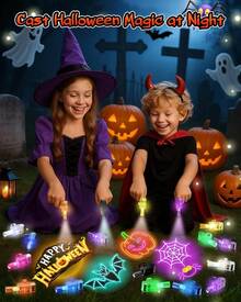 CPSYUB 40 Pack Halloween Party Favors For S: LED Light Up Finger Lights Halloween Trick-Or-Treat Goodie Bag Fillers Stuffers, Glow In The Dark Toys Bulk Non-Candy For Party Classroom Prizes