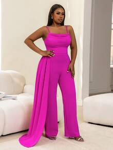 Faeriesty Chic Elegant Party Jumpsuit With Thin Spaghetti Straps | Perfect For Red-Carpet Events, Disco-Themed Parties, Concert Performances, And Glam Evening Receptions