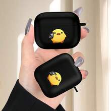 1pc Creative Duck With Gun Design Wireless Earphone Protective Case, Compatible With IPhone Earphones, Compatible With Airpod 1/2, Compatible With Airpod 4/3/Pro/Pro2, Great Gift For Boyfriend/Girlfriend - Black - View 2