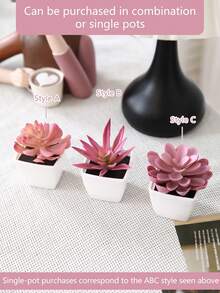 1pc/3pcs Plastic Artificial Mini Plant Potted Decor, Modern Fake Plant Ornament, Suitable For Home, Living Room, Bookshelf, Wedding, Valentine's Day, Party