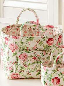 1 Stück Ditsy Blumen Baby Windel Aufbewahrungskorb, tragbar & faltbar, ideal zum Aufbewahren von Windeln, Spielsachen & Zubehör, unverzichtbar für Babys Reisen