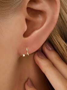 1 Pair Of S925 Sterling Silver Zirconia Earrings - Gold-Plated Hypoallergenic - Simple And Exquisite Women's Earrings - Sterling Silver Jewelry - Suitable For Daily Wear