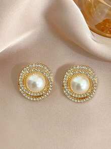 6pcs Diamond & Pearl Decor French Luxurious Elegant Ear Studs Earrings Set, Suitable For Daily & Holiday Wear - Nhiều màu 2 - Xem 8
