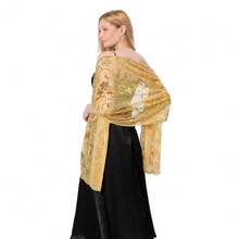 Shawls And Wraps For Evening Dresses,Women Formal 1920s Sequin Flower Sheer Shawls And Wraps For Wedding-{"Color_name":"Gold"} - 金色 - 查看 4