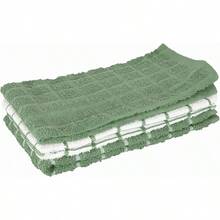 Ritz Premium 100% Cotton Terry Check Kitchen Dish Towels Highly Absorbent Super Soft LongLasting 25"X15" 3Pack Juniper - Juniper - View 1