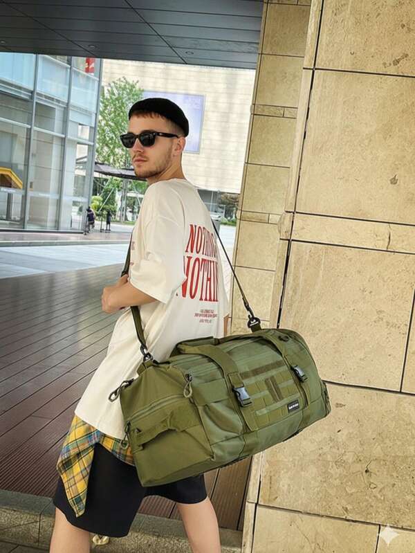 Extra Large Capacity Portable Tactical Travel Backpack, Sleeping Bag Storage Bag, Thick Waterproof Outdoor Organizer Bag, Dual Shoulder Handheld Camping Gear Bag, Outdoor Sports Fitness Business Trip Luggage Storage Backpack, Multi-Functional Durable Storage Bag