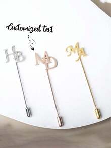 Broche personalizado, regalo del Día del Padre, regalo para papá, accesorios de fiesta de Acción de Gracias, Navidad, adecuado para bodas, fiestas, aniversarios, broche de insignia con iniciales personalizadas para novio, evento empresarial, hombres y mujeres, de acero inoxidable, letras personalizadas, joyería para el mejor hombre