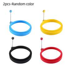 带手柄圆形硅胶蛋模，硅胶鸡蛋塑形器，煎饼模具，鸡蛋圈，不粘厨房烹饪工具，耐热 - 彩色 - 查看 14