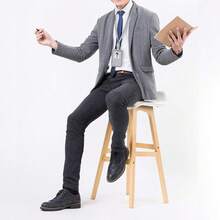 Porta Gafete Aleación de Aluminio Vertical, Portatarjeta para Tarjeta de Identificación Vertical, Funda para Tarjeta de Identificación con Correa para el Cuello con Negocios(Plata-2) - Pago-1 - Ver 3