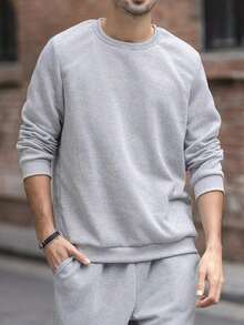 Men's All-Match Crew Neck Sweatshirt, Versatile Casual Pullover, Essential For Street Style Layering, Autumn/Winter-New Autumn/Winter Collection-L91 - 灰色 - 查看 2