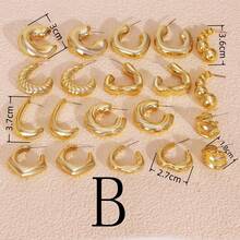 1-40 pares Nuevo conjunto de aretes de aro en forma de C chapados en oro UV de resina CCB de estilo minimalista y de moda, aretes de aro chapados en oro para mujer, joyería de hip hop, aretes geométricos, para uso diario, regalo para novia/familia/amigos - Amarillo Oro - Ver 5