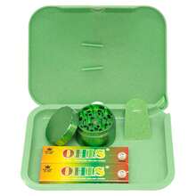 A Set Of Rolling Tray Sets Containing 5.8"X*7.8" Double Layer Trays, Two Tobacco Roll Paper Booklets, 55mm 4 Layer Aluminum Alloy Grinders, Two Cute Shaped Silicone Tobacco Clips, Gifts For Smokers - 彩色 - 查看 4