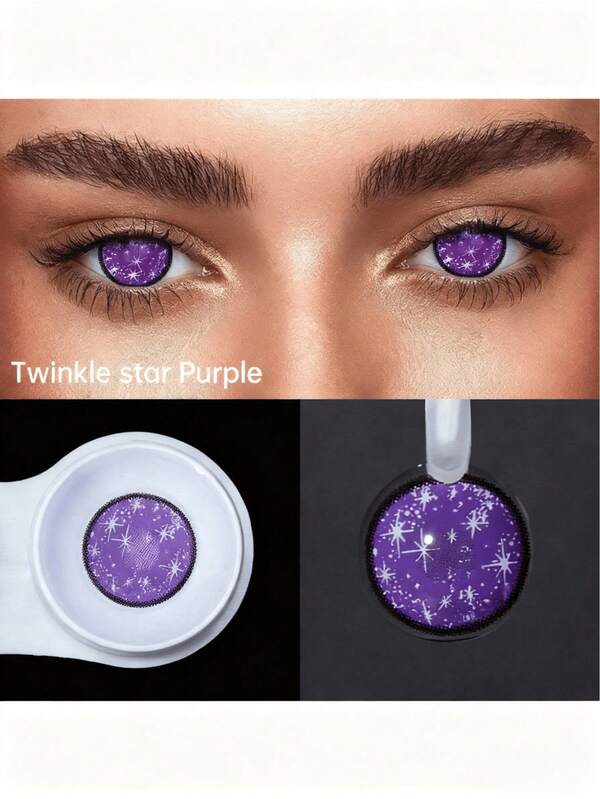 Lalens Lentilles de contact colorées violettes pour cosplay d'anime aux yeux verts Lalens Mikuo. Lentilles de contact bleues jetables annuelles pour le rôle de l'anime, à utiliser pour les fêtes et les costumes. Lot de 2 pièces.