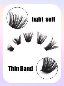 200pcs DIY False Eyelashes, 0.07mm Thickness, D Curl, Natural Style, Handmade Mink Fiber, Perfect For Halloween, Wedding, Party, Travel - D - 查看 3