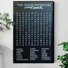 1Pc 2D Flat Printing Bathroom Fun, Word Search, Modern Minimalist Style Canvas Wall Art For Living Room Wall Decor For Bedroom Bathroom Framed Wall Poster Art Prints Ready To Hang Pictures Home Decoration - 彩色 - 查看 1