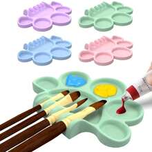 Paleta de pintura de silicona con diseño de compartimentos, fácil de lavar, bandeja dispensadora de pigmentos con soporte para bolígrafo, suministros de pintura