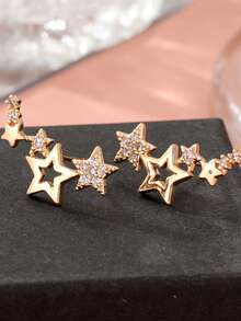 1 Pair Star Climber Micro Star Stud Earrings, Jewelry Earrings Gift For Women's Birthday