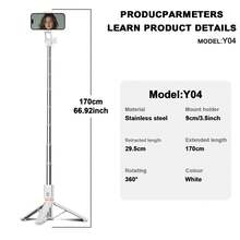 多功能自拍杆、落地式手机三脚架，以及带遥控快门的便携式折叠收纳盒。适用于户外摄影、直播和录制。兼容所有智能手机 - 白色 - 查看 7