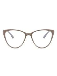 1 Pair Women's Khaki Cat Eye PC Frame Retro Solid Color Fashionable Casual Flat Glasses