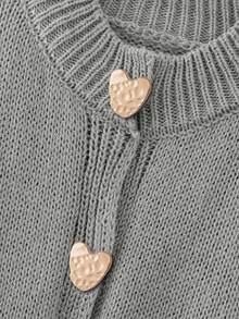 女士休闲简约开衫，适合通勤，秋冬季穿着 - 灰色 - 查看 3