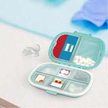 Holii Travel Organizer, 8 Compartments Portable, Daily Box To Hold Vitamins, Small Container Pocket Purse Medicine Organizer(Pink) - Màu lúa mì - Xem 5