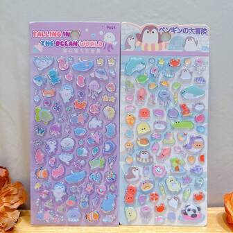 3D Holographic Crystal Stickers, Cartoon Animal Stickers For Kids, Educational & Decorative Stickers