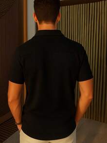 Men's Comfortable Knit Shirt Lightweight Shirt For Summer - Black - View 2
