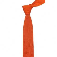 Corbata delgada de punto de unicolor y textura para hombres, acabado cuadrado {"Talla_nombre":"Talla única","Color_nombre":"Naranja" - Multicolor2 - Ver 6