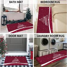 1 pieza Felpudo de goma con estampado de árbol de Navidad blanco y copos de nieve, para baño, cocina, lavandería, decoración navideña, decoración del hogar, decoración de fiestas, decoración de bodas, decoración de comedor - Multicolor - Ver 6