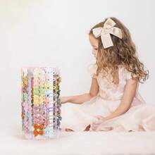 1PC Bow Holder For Girls Hair Bows,White 360 Rotation Hair Bow Organizer, Hair Clips Stand Hair Accessories Rack Display Decors Baby Nursery Toddler Girls Room - 方形 - 查看 8