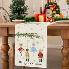 1 pezzo Simpatico Schiaccianoci Buon Natale Tovaglia, Decorazione natalizia invernale per cucina e tavolo da pranzo, Palla di Natale, Decorazione natalizia con fiocchi di neve dorati per feste in casa e all'aperto - Multicolore - Visualizzare 11