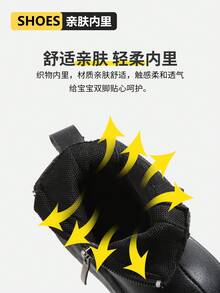 1雙兒童蝴蝶結側拉鍊可愛甜美運動鞋，適合日常穿著與其他場合 [請根據實際CM內長購買] - 黑色 - 查看 8