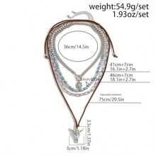 Hclian Western Necklaces Boho Layered Charm Necklace For Women Turquoise Beaded Choker Oxhead Pendant Necklace Western Jewelry For Women Cowgirl Accessories Large Brass No Gemstone