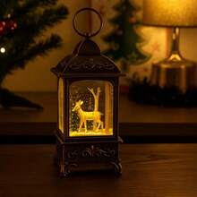 Enfeite Natalino De Mesa Luminária Com Luzes Natal Cervo - Marrom - Visão 3