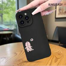 Creative And Simple Cute Little Dinosaur Couple Pattern  Hot-Selling Men And Women Matte Quality Couple Anti-Drop Mobile Phone Case Comfortable Grip IPhone16promax, 16 15pro 14PLUS 13 12Pro 11 Pro Max X XSMAX  GalaxyS22 S23, S24, S23ULTRA.S25 Valentine's Day, Birthday Gifts For Girlfriends, Boyfriends, Family, Friends - màu đen - Xem 7