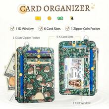 Cute Hedgehog Credit Card Holder Small Wallet Women, Mushrooms Slim RFID Blocking Wallet Woman Keychain With Zipper Coin Pocket, Front Pocket Thin Travel Card Case With ID Window Ladies Gifts{"Color_name":"Hedgehog"} - 多色1 - 查看 4