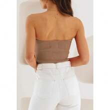 EFAN Womens Tube Tops Fall Fashion Summer Outfits 2025 Casual Beach Vacation Clothes Sweaters Strapless Sleeveless Tank Tops{"Size_name":"X-Small","Color_name":"Khaki"} - 卡其色 - 查看 4