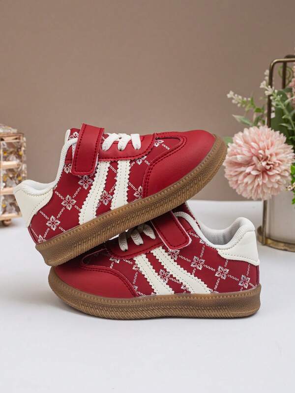 1 Pair Toddler Boys' Color Block PU Hook And Loop Design Flat Casual Cute Athletic Shoes, Suitable For Spring And Autumn